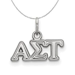 Sterling Silver Alpha Sigma Tau XS (Tiny) Greek Necklace - 24 Inch